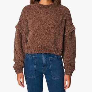 [BLANKNYC] Womens Drop Shoulder Chenille Cropped Sweater,